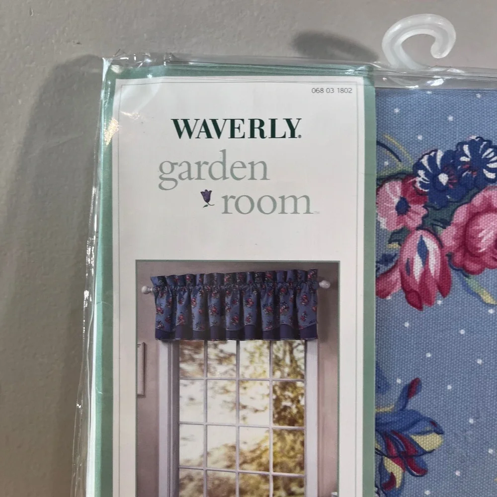Waverly Garden Room Hillside Double Layer Valance Vtg Blue Floral 72x17 NEW
